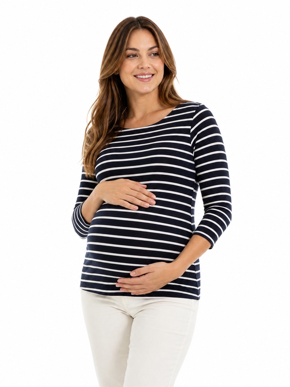 Isabel Maternity by Ingrid & Isabel 3/4 Sleeve Boatneck Maternity T-Shirt Size M